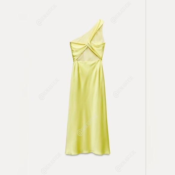 NWT ZARA SATIN EFFECT ASYMMETRIC DRESS - Picture 10 of 15